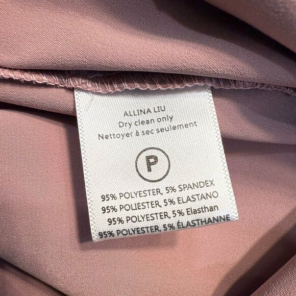 Allina Liu Calla Satin Slip Dress Size 6 Pink Lace Insets Open Back Tie Midi EUC - Picture 13 of 16